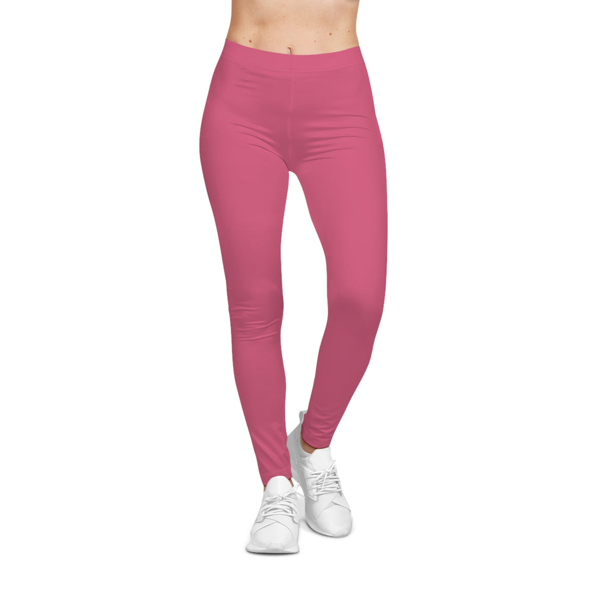 Blush Rose Pink Color Women's Poly-Span Casual Leggings XS-2XL