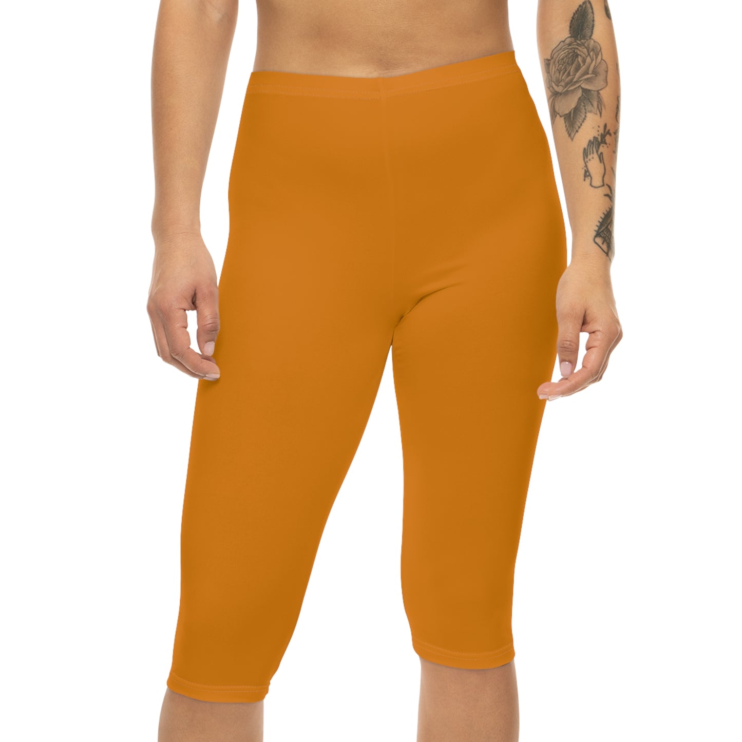 Amber Earth Color Women's Brushed Suede Poly Span Casual Capri Leggings XS-2XL