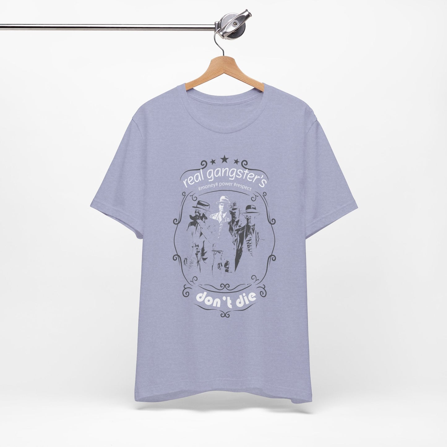Real Gangsters Don't Die T-Shirt Vintage Outlaw Illustration Retro Biker Tee A-3