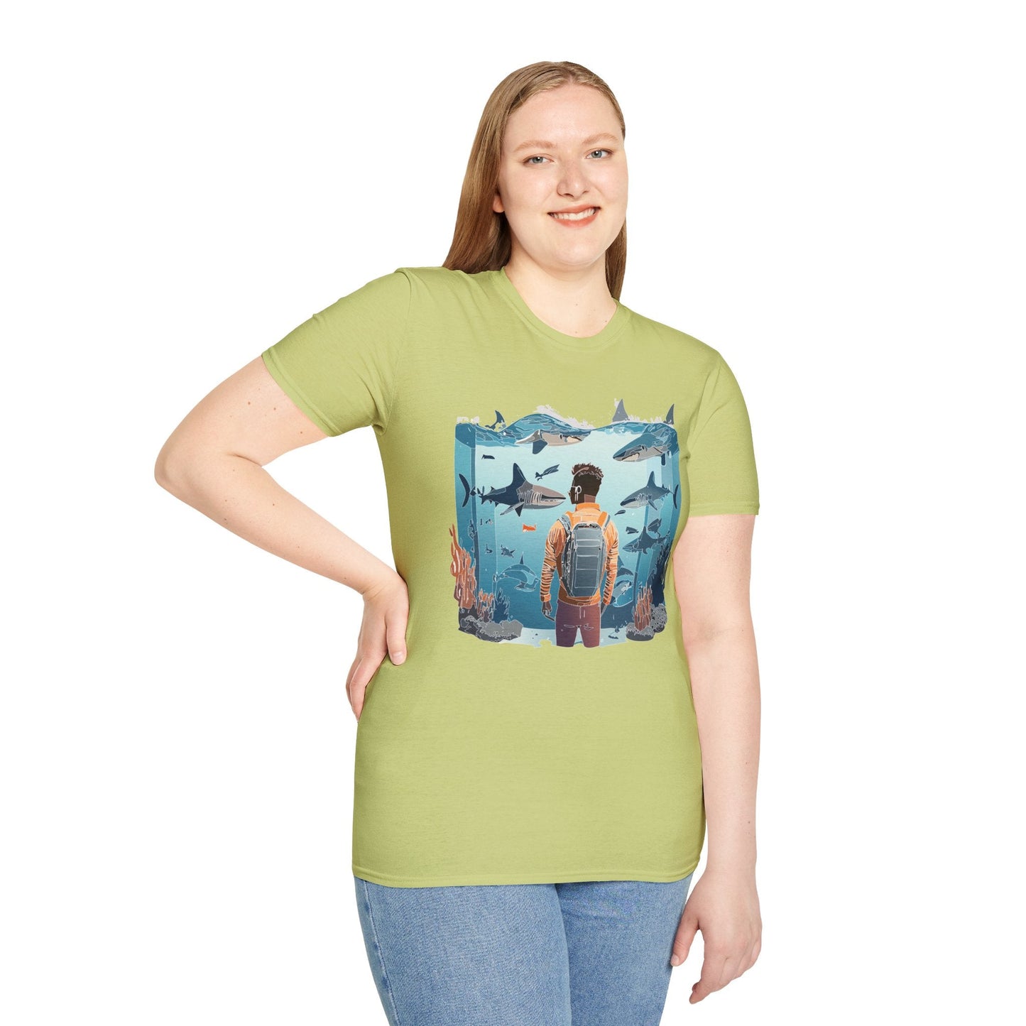 Ocean Themed Unisex Short Sleeve Tee Gildan Softstyle 64000 Ocean Inspired Art Design