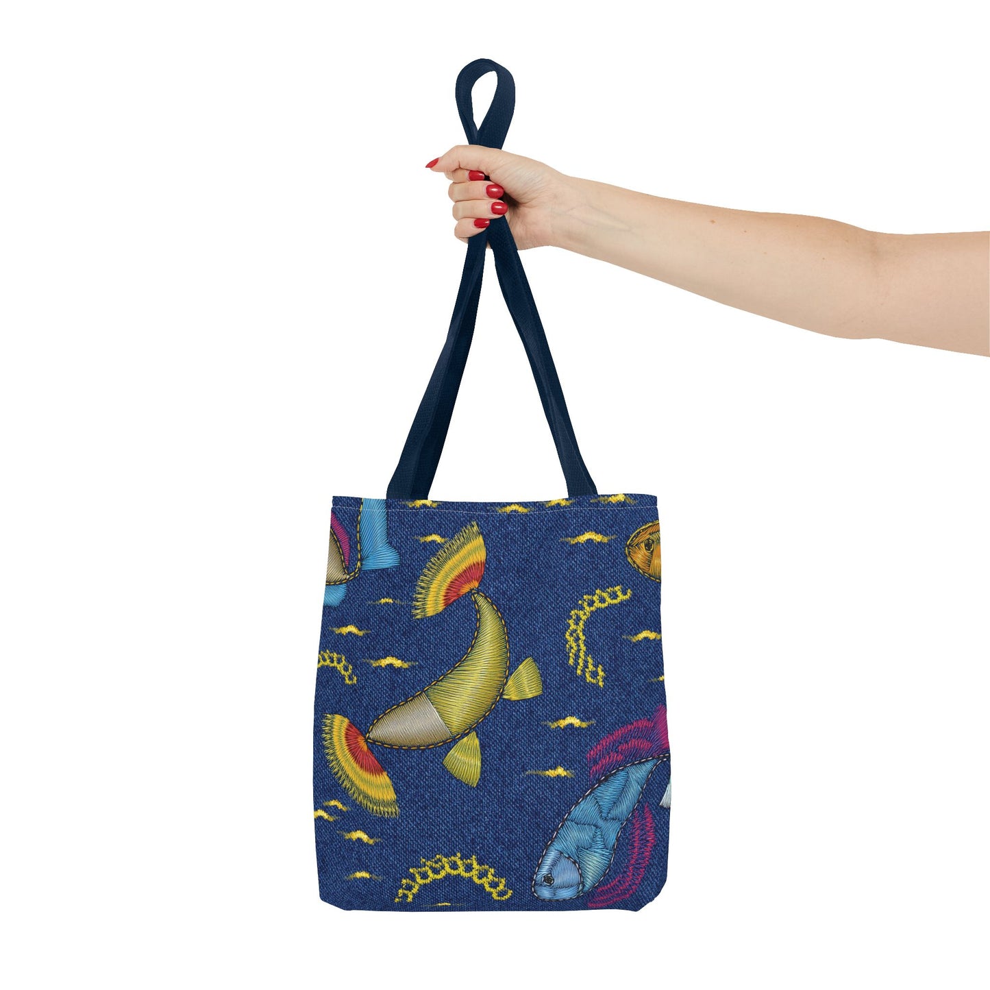Denim Fabric Imitation Print Unisex Canvas Bag Poly Spun 3 Sizes Tote Bag 193-2