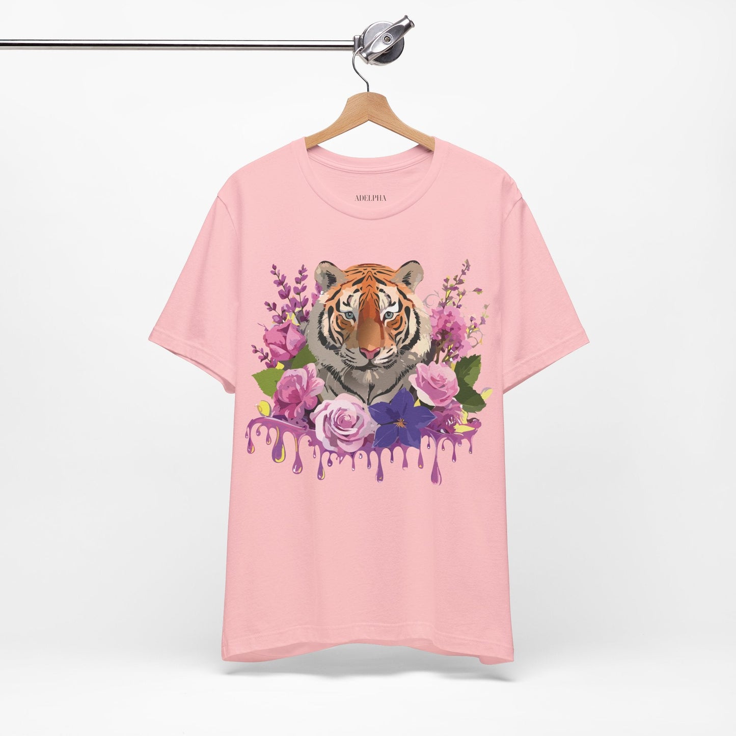 Tiger Graphic Tee Unisex Short Sleeve Vintage Inspired Art Design By Adelpha Premium