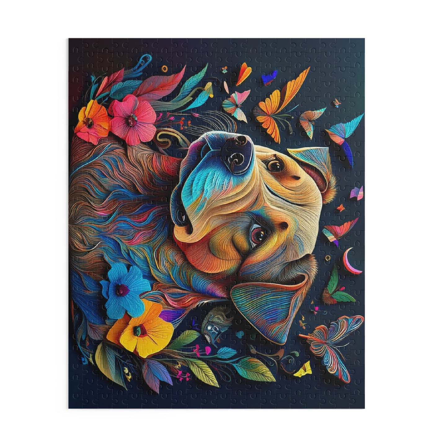 Cute Floral Dog Face Puzzle 500-Piece  Floral Dog Puzzle 500-Piece Ages 9+