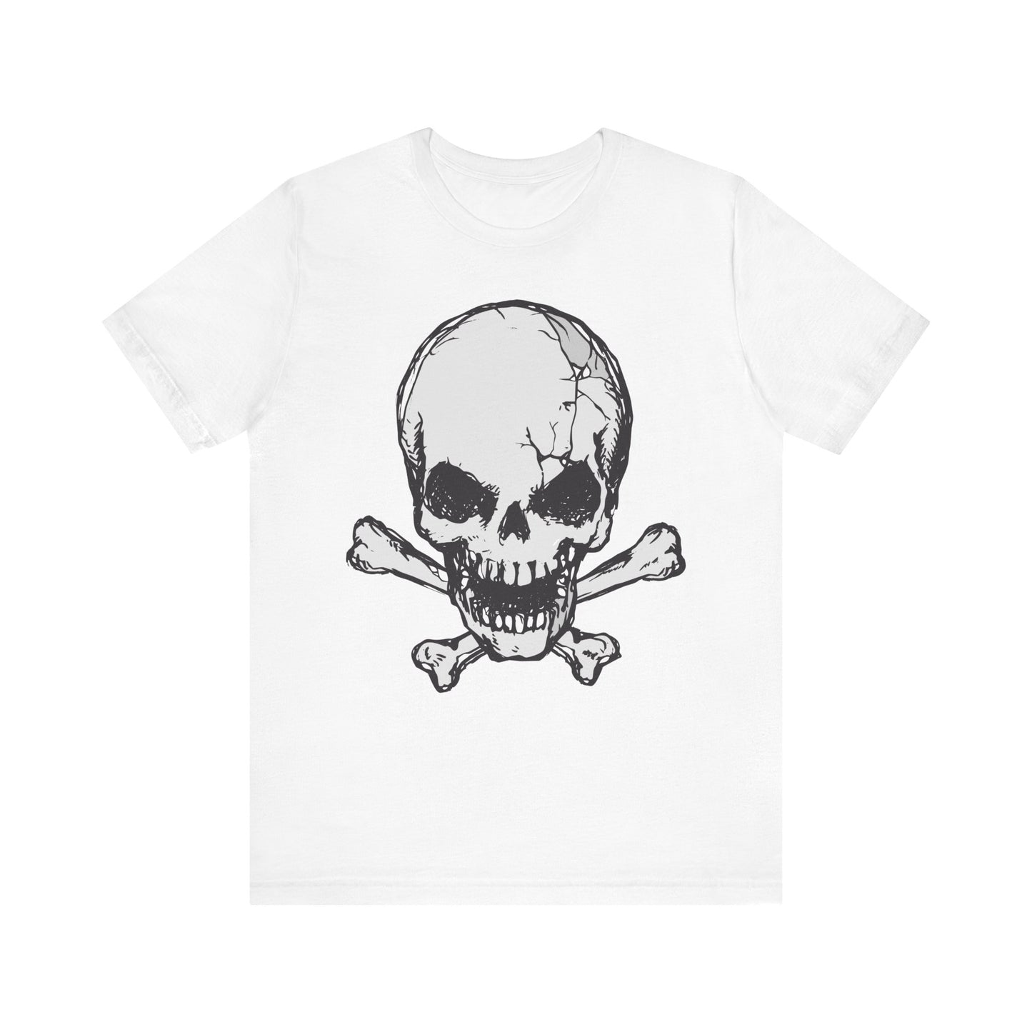 Grey Skull Graphic Design Tee, Skull Shirt, Vintage Tees, Art Design T-Shirt, Vintage Graphic Tee, Art Shirts with Skulls
