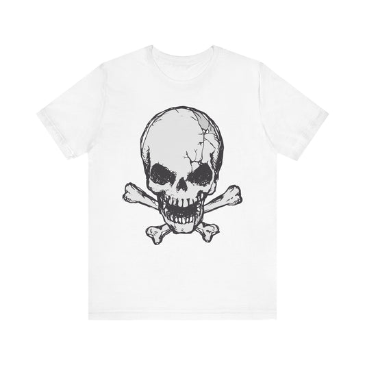 Grey Skull Graphic Design Tee, Skull Shirt, Vintage Tees, Art Design T-Shirt, Vintage Graphic Tee, Art Shirts with Skulls