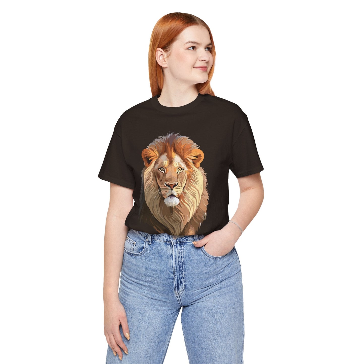Safari Lion Head Illustration T-Shirt Unisex Cotton Realistic Lion Portrait Tee 3