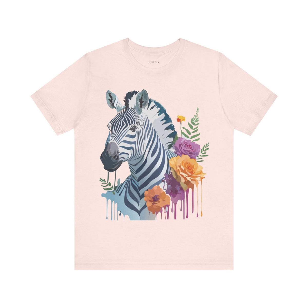 Zebra Graphic Unisex Cotton Bella+Canvas Tee with Art Animal Design e74