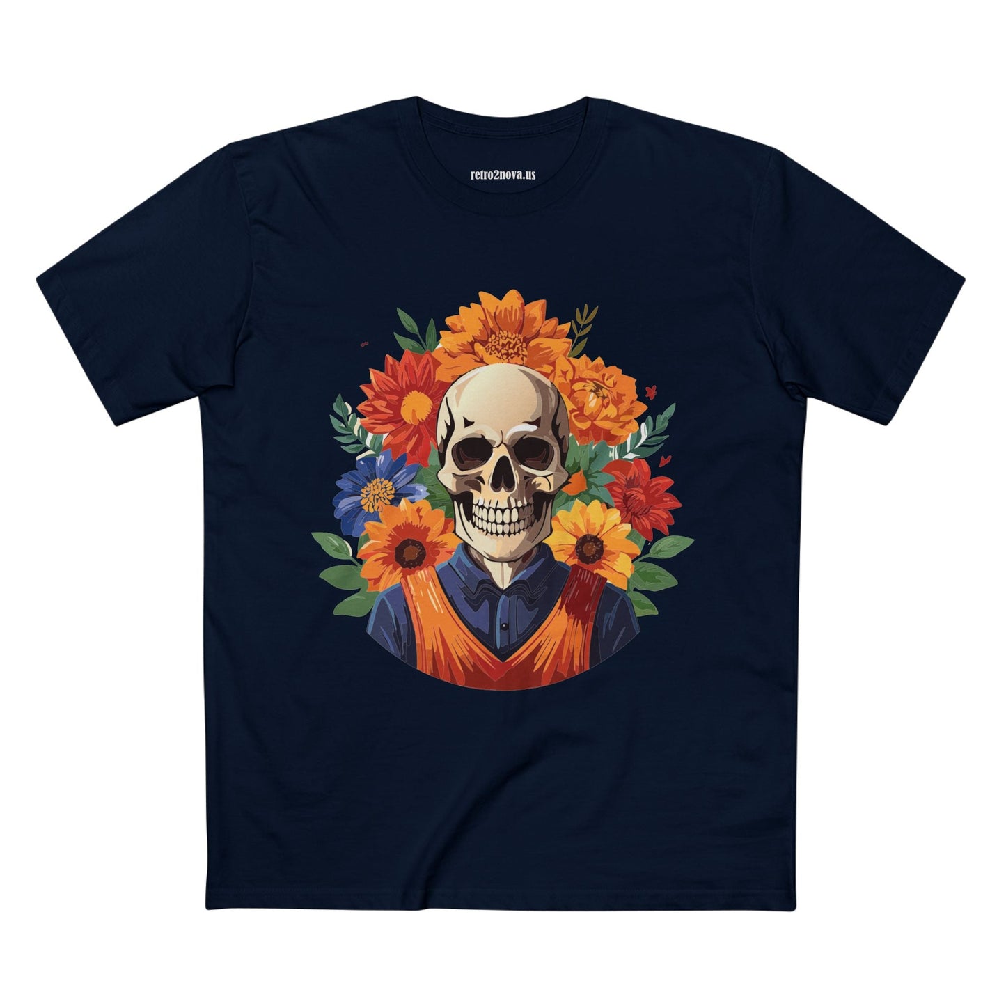 Skull Shirt Skeleton Shirt Unisex Premium Cotton Tee Original Art Design Retro2Nova