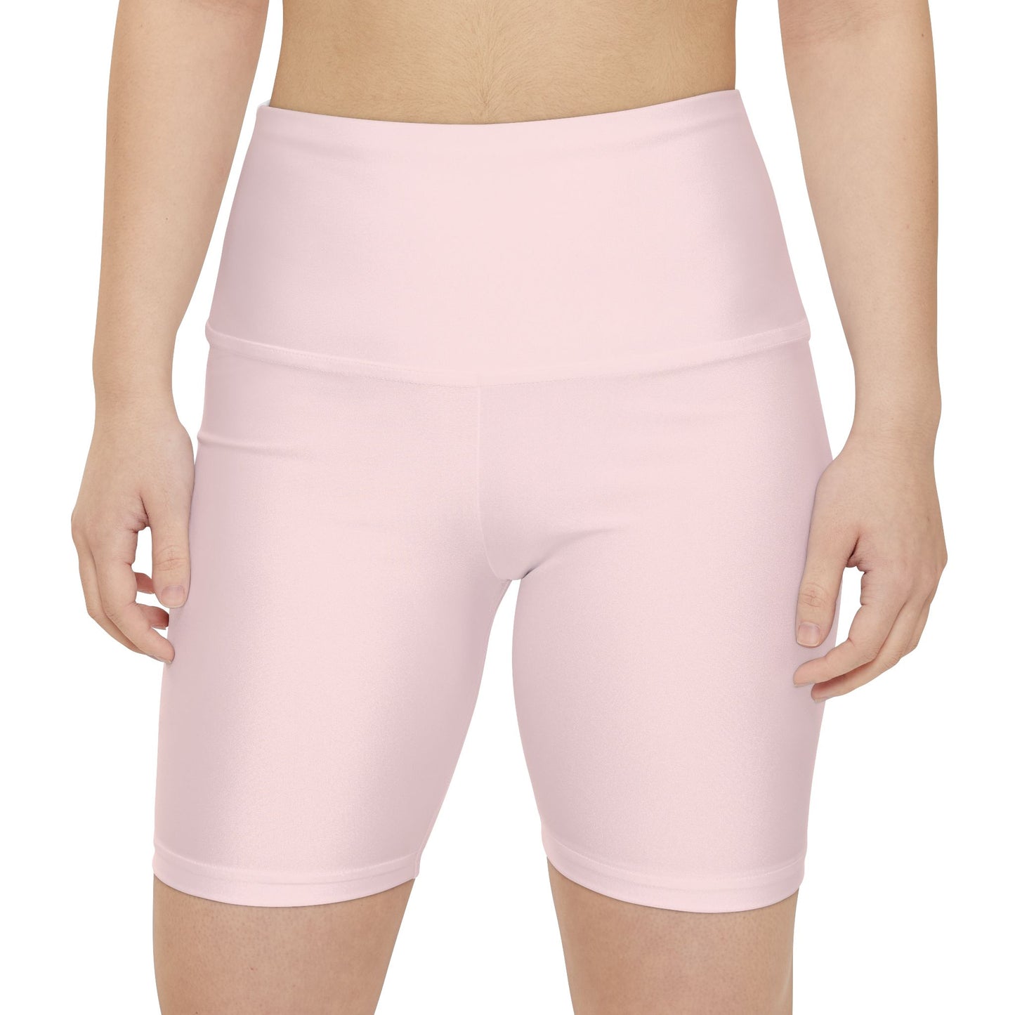 Soft Blush Cream High-Waist Pink Workout Bike Shorts — Women's Activewear Yoga & Gym Shorts