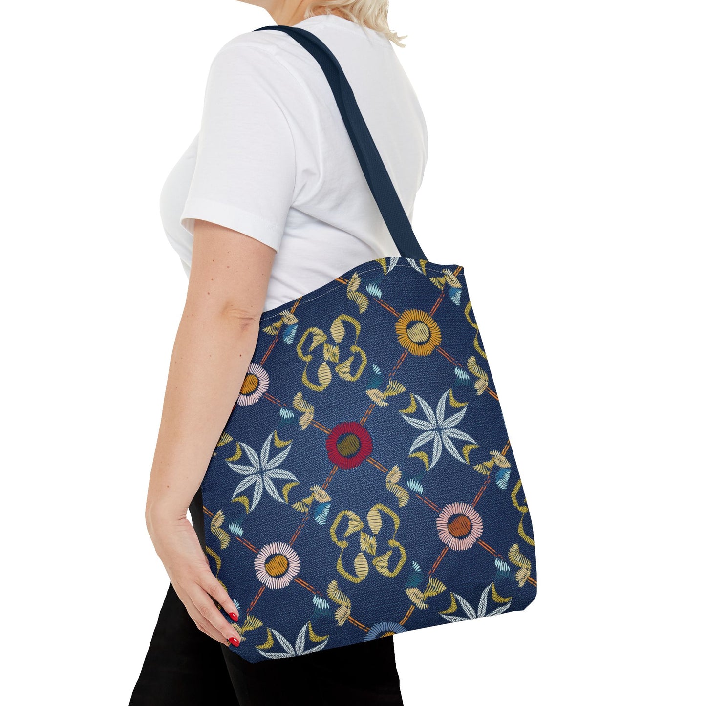 Denim Fabric Imitation Print Unisex Canvas Bag Poly Spun 3 Sizes Tote Bag 178