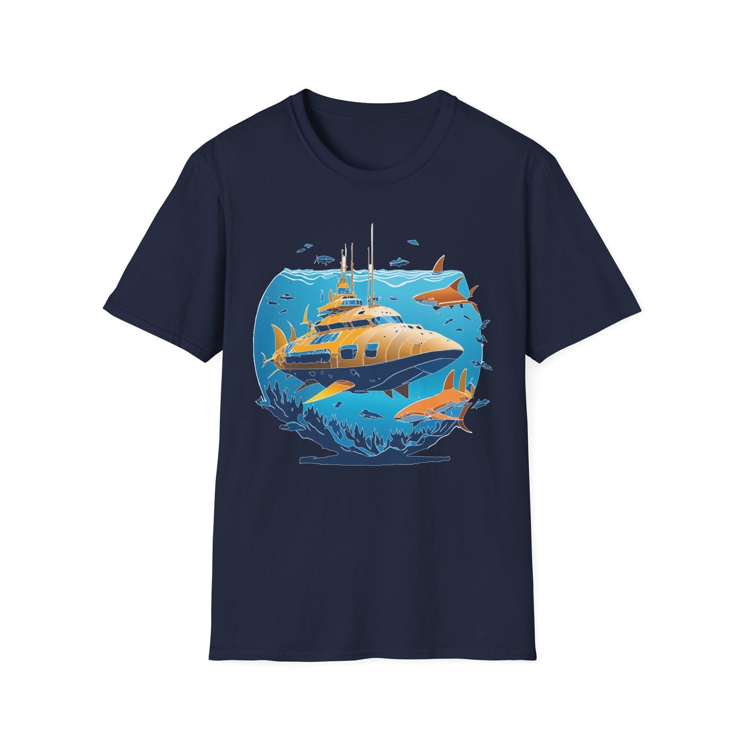 Ocean T Shirt Unisex Gildan Softstyle 64000 100 Percent Cotton Ring Spun U Boat Design Graphic