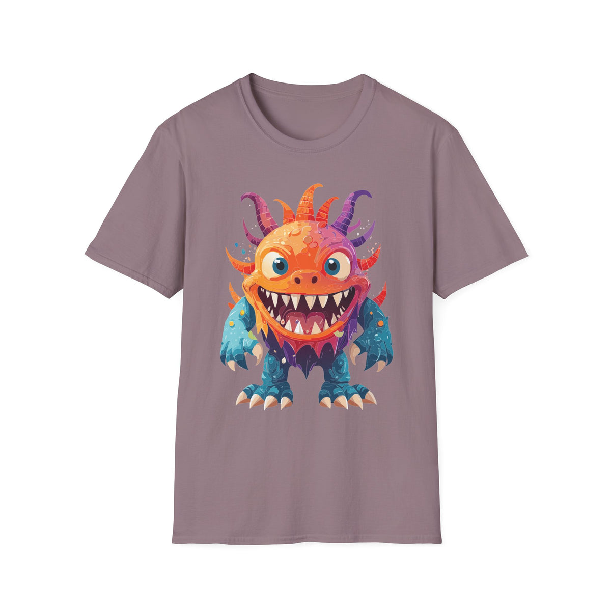Colorful Cartoon Monster T-Shirt | Cute Spiky Halloween Creature Graphic Design Unisex 100 Cotton Gildan T-Shirt
