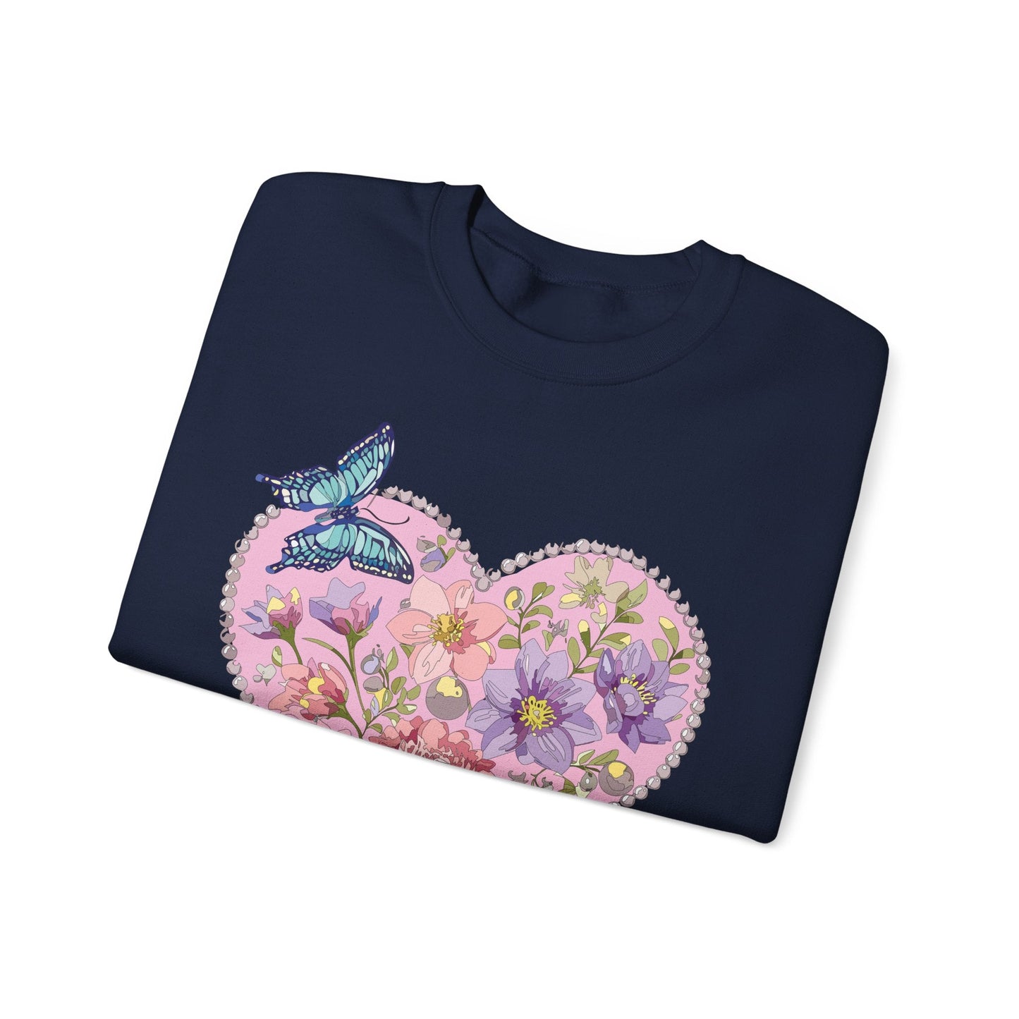 Floral Heart Sweatshirt Valentines Day Unisex Crewneck Cozy Comfort For Cold Weather