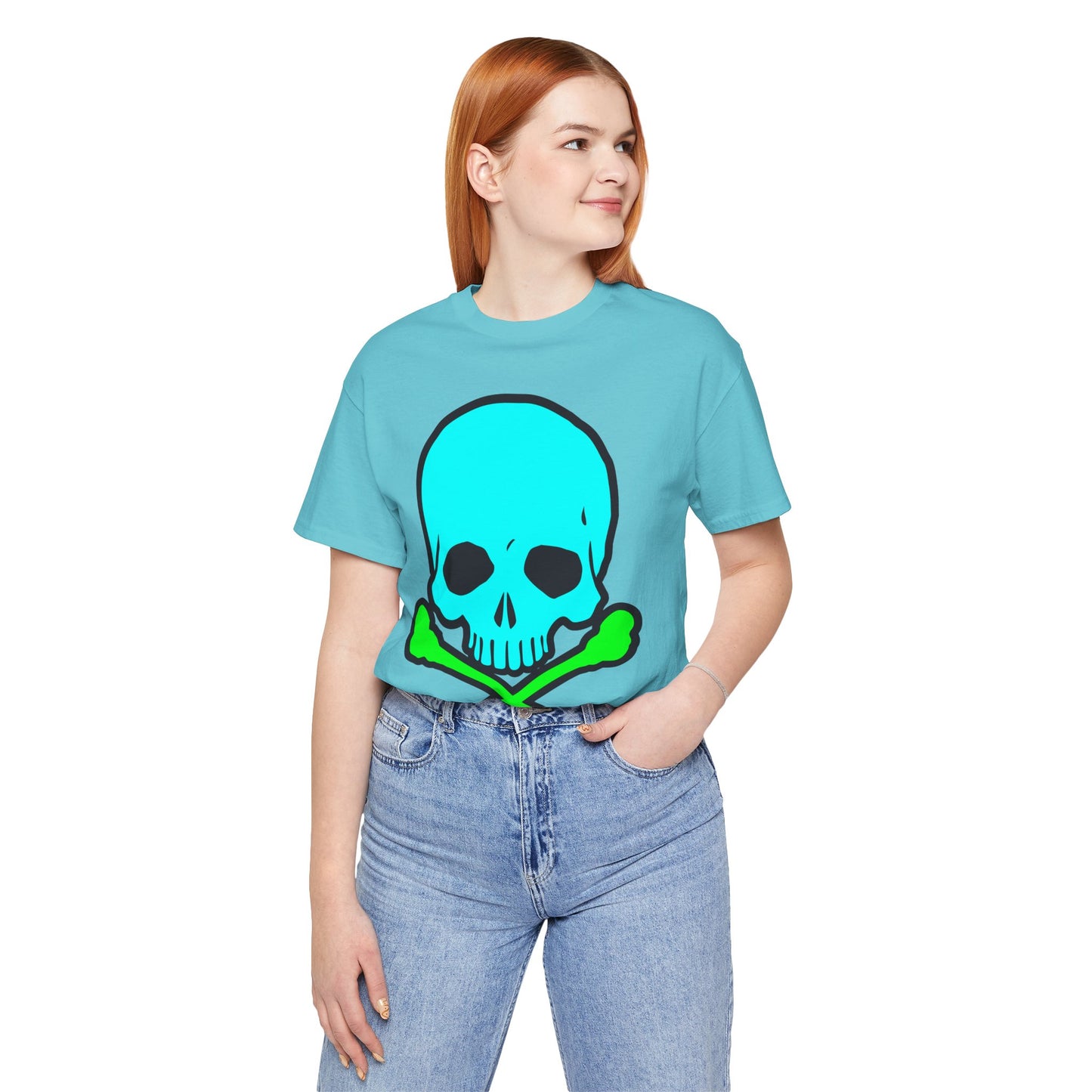 Blue Skull Graphic Design Tee, Skull Shirt, Vintage Tees, Art Design T-Shirt, Vintage Graphic Tee, Art Shirts with Skulls
