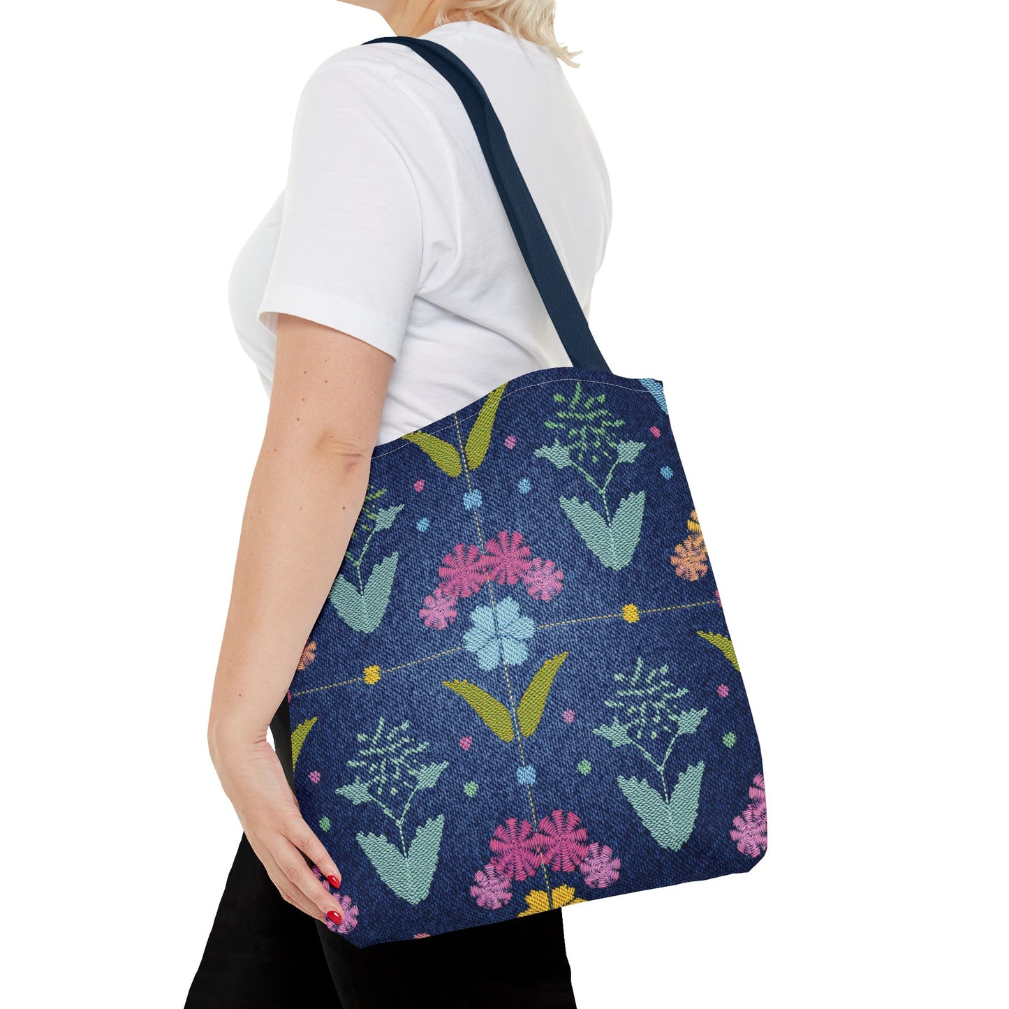 Denim Fabric Imitation Print Unisex Canvas Bag Poly Spun 3 Sizes Tote Bag 127