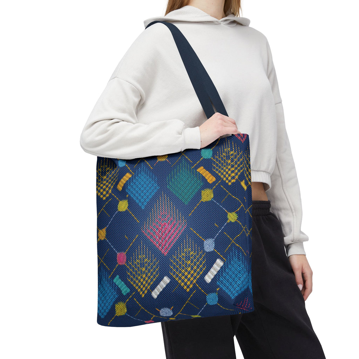 Diwali Graphic Denim Fabric Imitation Print Unisex Canvas Bag Poly Spun 3 Sizes Tote Bag 205-11