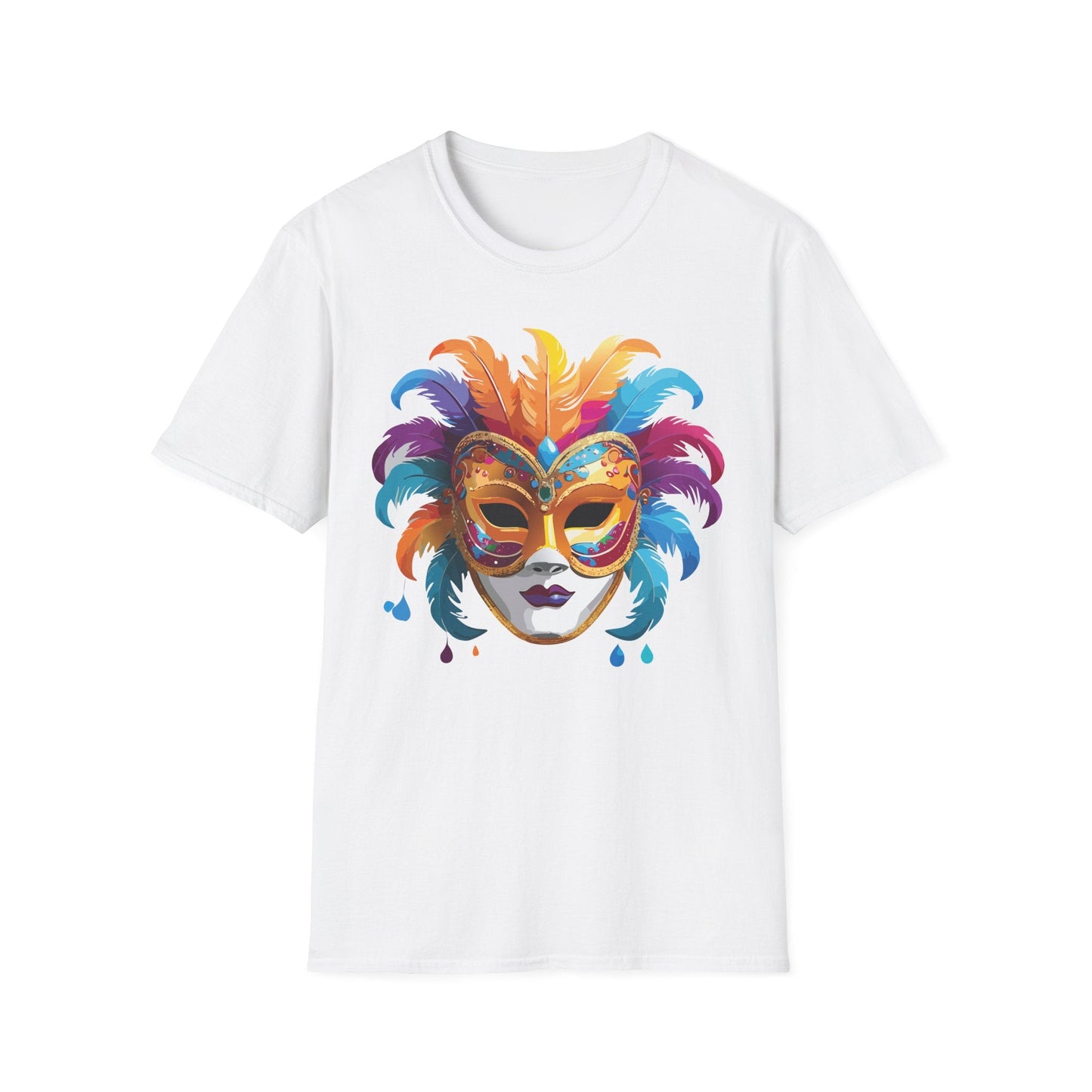 Mask Tee Shirt Unisex Masquerade Design Art Graphic Gildan Softstyle 64000 Cotton Tee