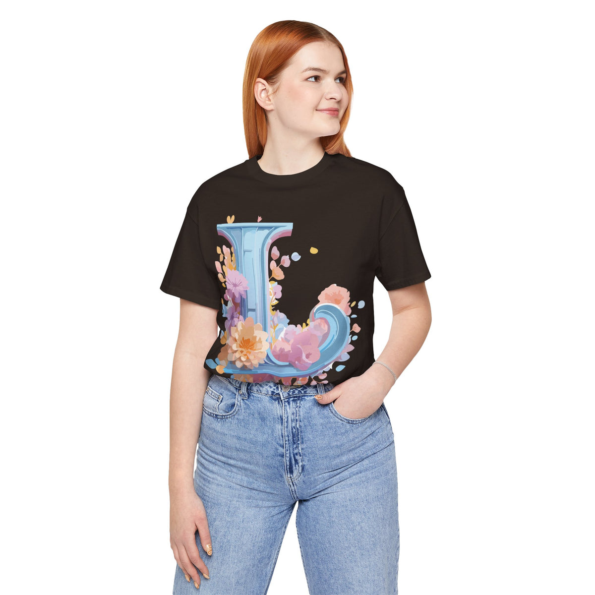 Letter L Graphic Unisex Cotton Bella+Canvas Tee with Art Letter Design