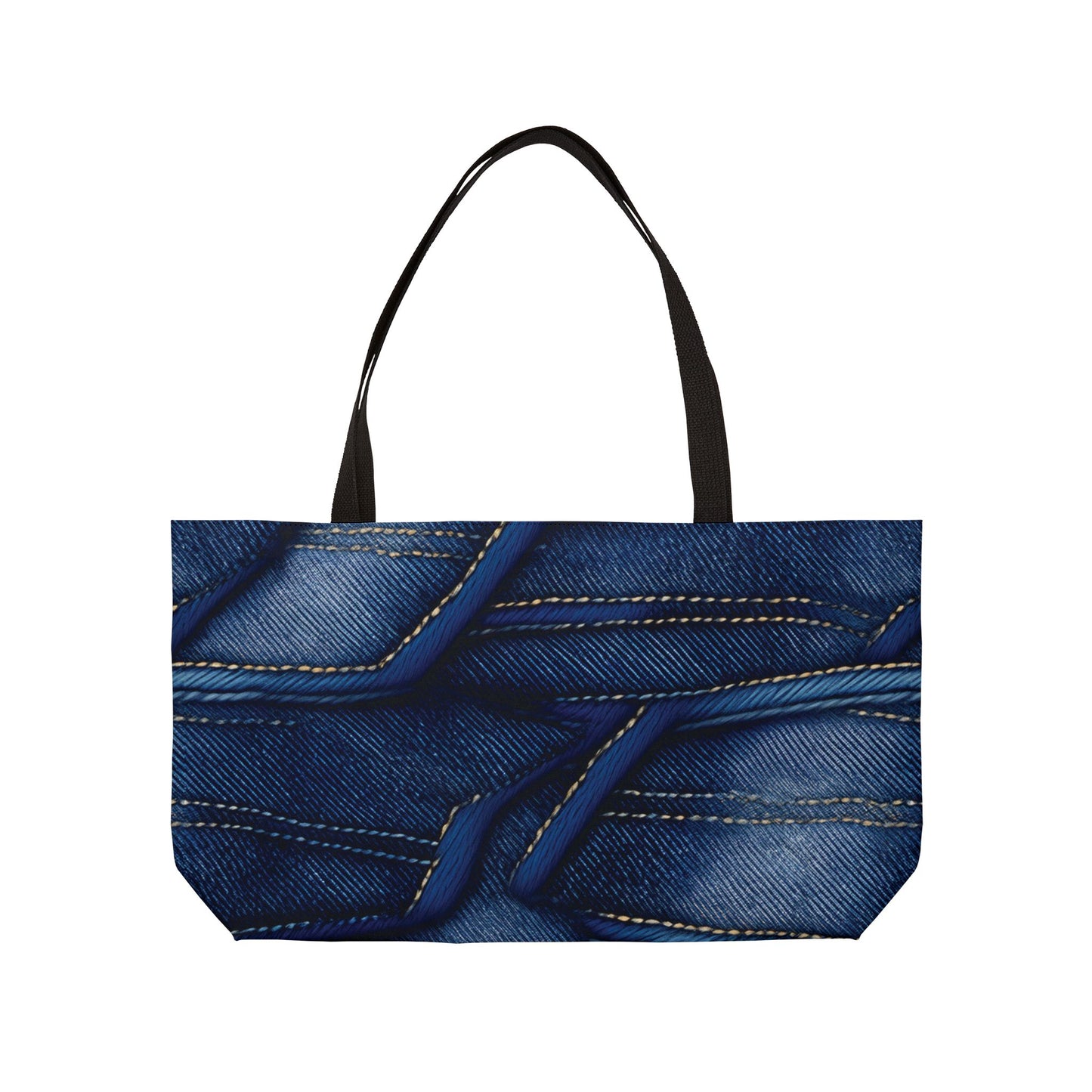 Denim Print Weekender Bag High-Quality 100% Spun Polyester 24x13 Canvas Bag 7