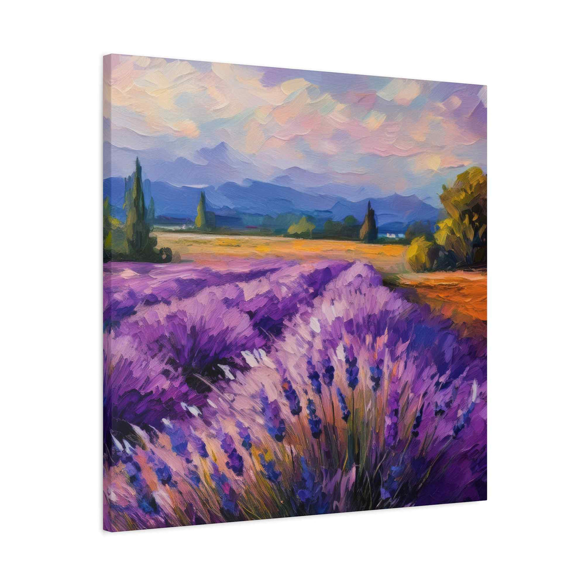 Lavender Landscape Print Canvas, Landscape Oil Paint Print 20x20, 24x24, 30x30, 32x32, 36x36 Art Design Print Non-Frame MC-34
