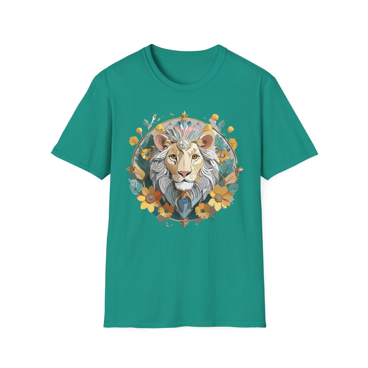 Floral Lion Illustration T-Shirt | Botanical Mane Tee