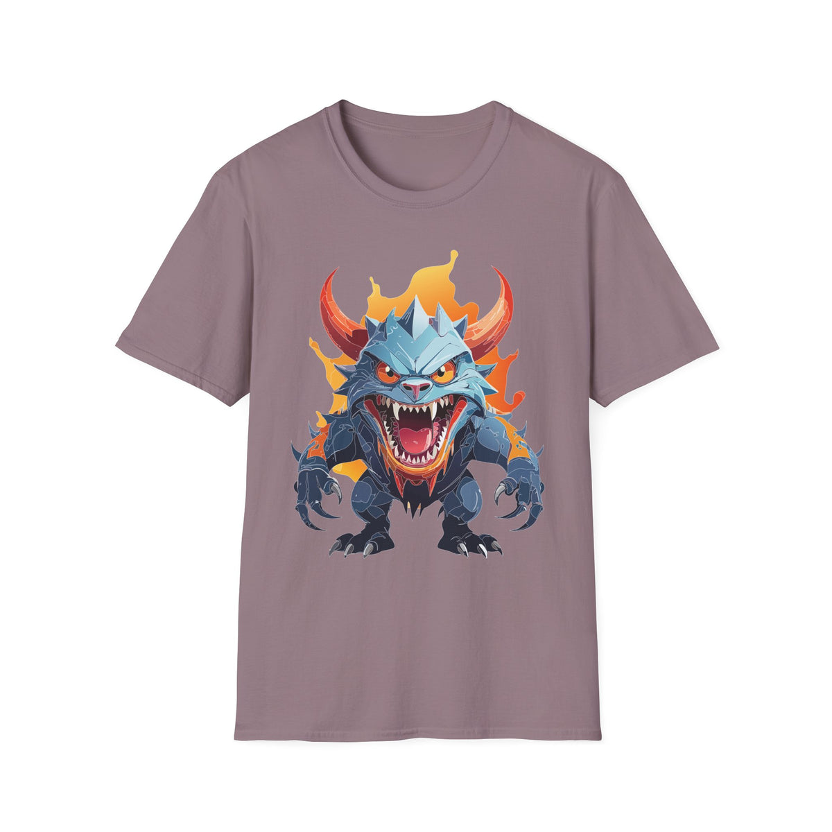 Monster Dragon T-Shirt — Fierce Fire-Breathing Creature Cartoon Graphic Tee Unisex 100 Cotton Gildan T-Shirt