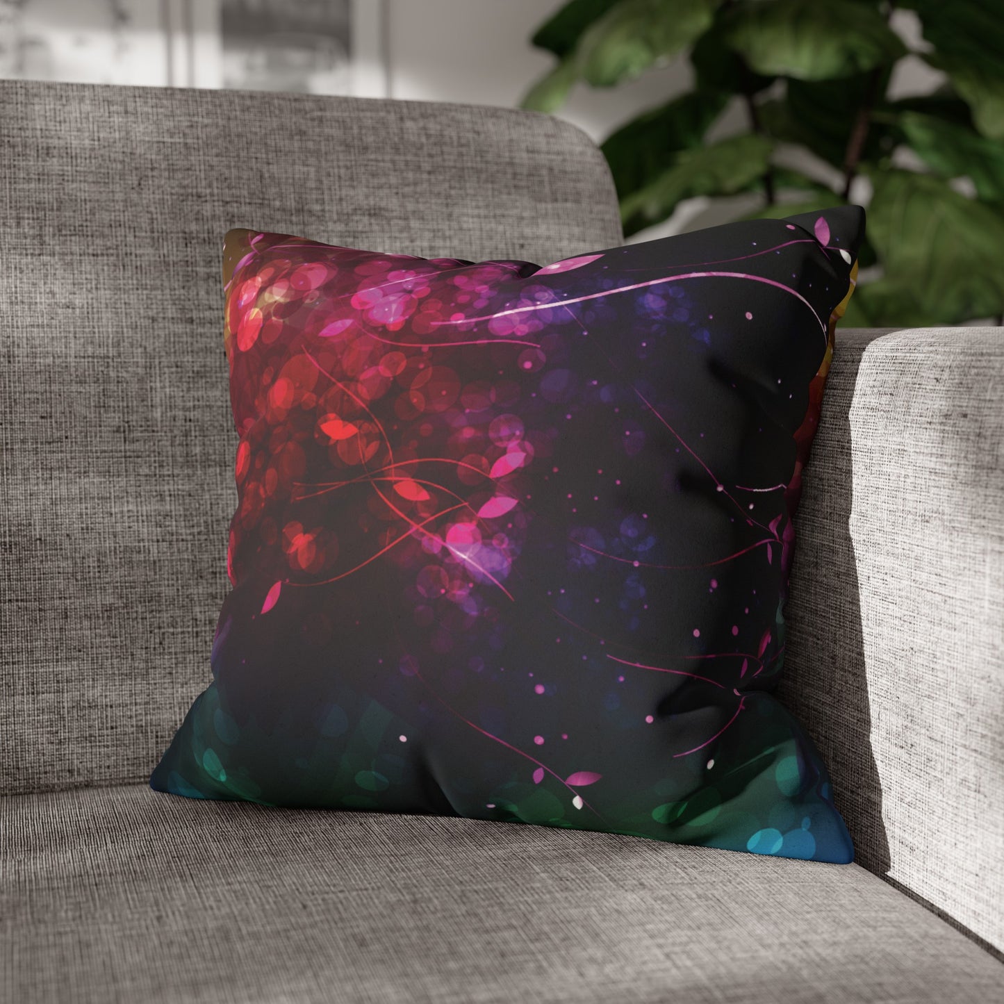 Faux Suede Pillowcase with Abstract print