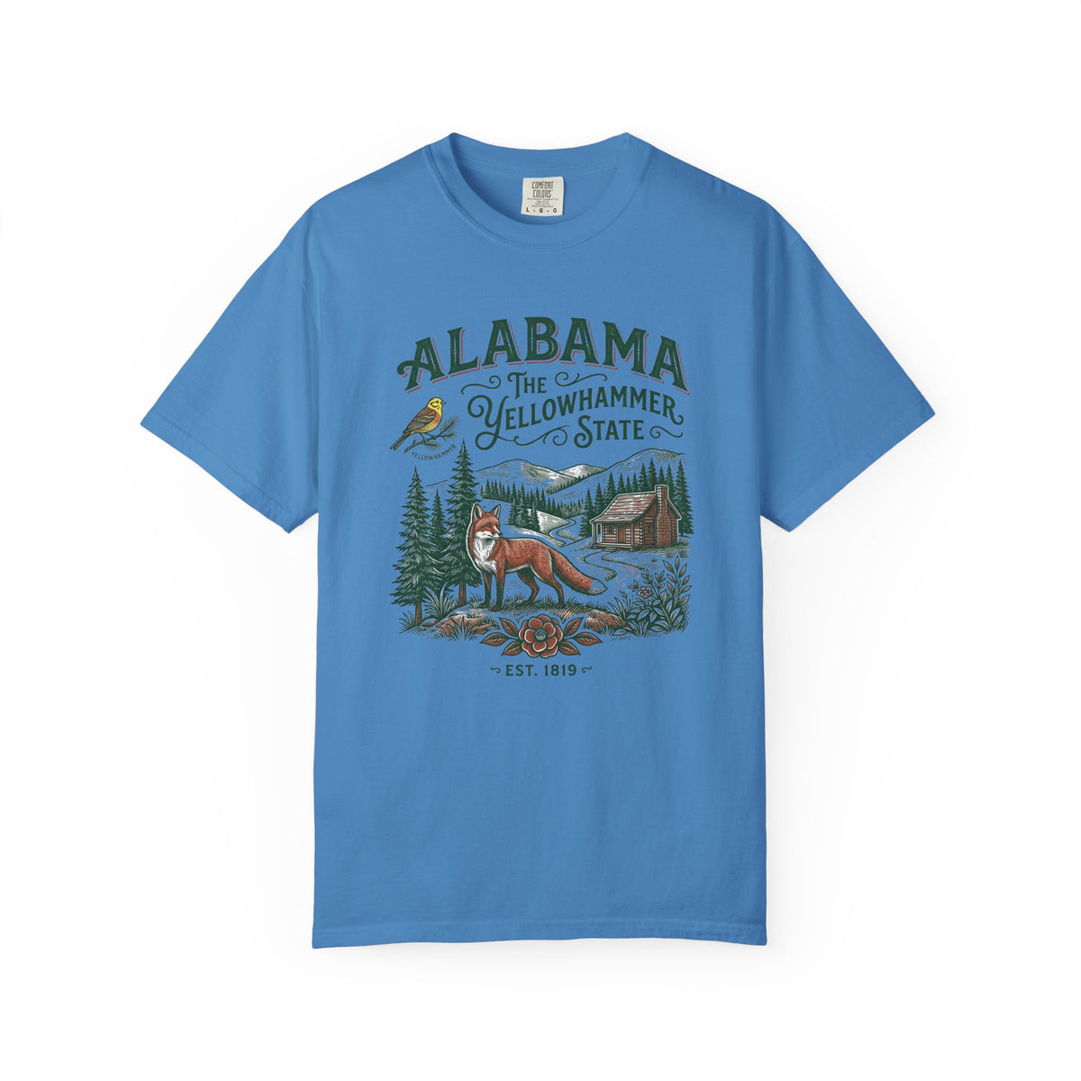 Alabama Graphic Unisex Heavyweight Garment-Dyed Travel Tourist Graphic Gift Tee Unisex 100 Cotton Comfort Colors T-Shirt