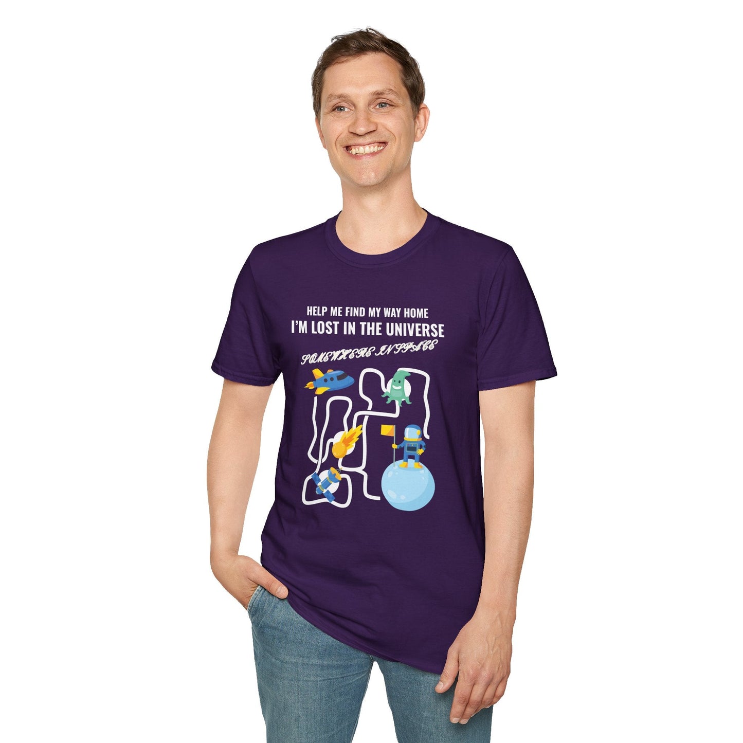 Lost in the Universe TShirt Unisex Cotton Cute Space Maze Graphic Tee