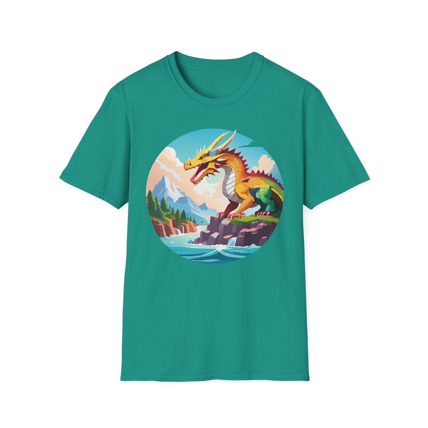 Dragon T Shirt Unisex Softstyle Cotton Tee With Colorful Animal Art Design For Everyday Wear