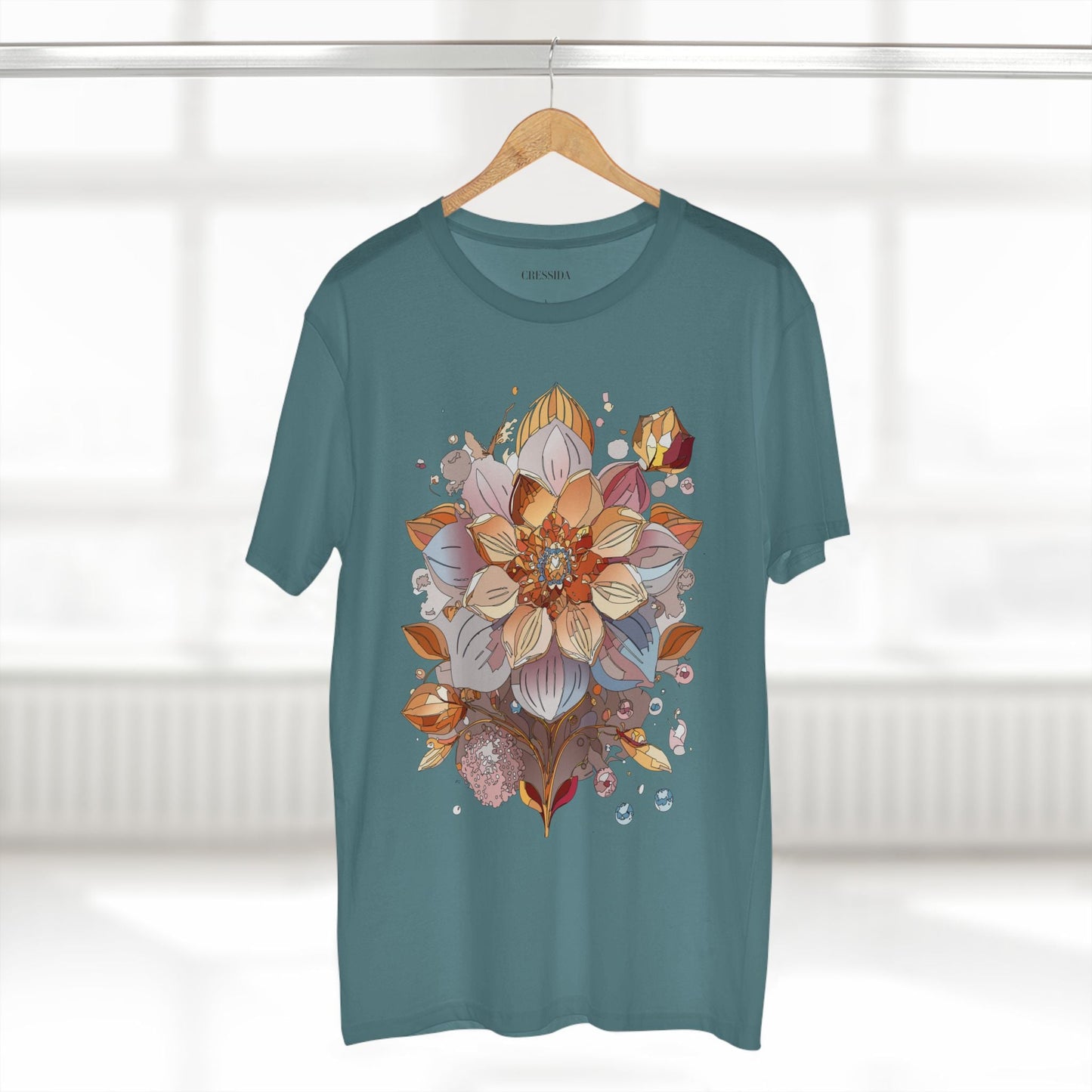 Floral Graphic T-Shirt Unisex 100 Cotton Art Design with Antique Flowers Tee 5