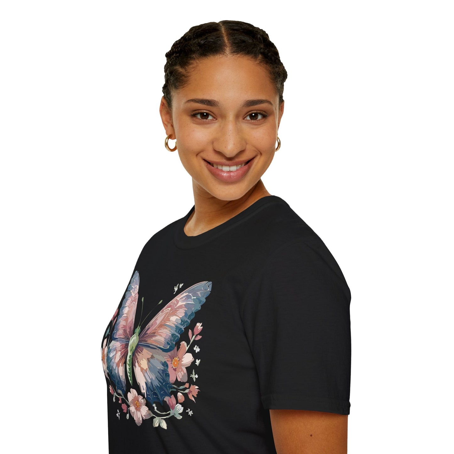 Butterfly Print T Shirt Monarch Unisex Gildan Softstyle 64000 Cotton Tee For Everyday Comfort