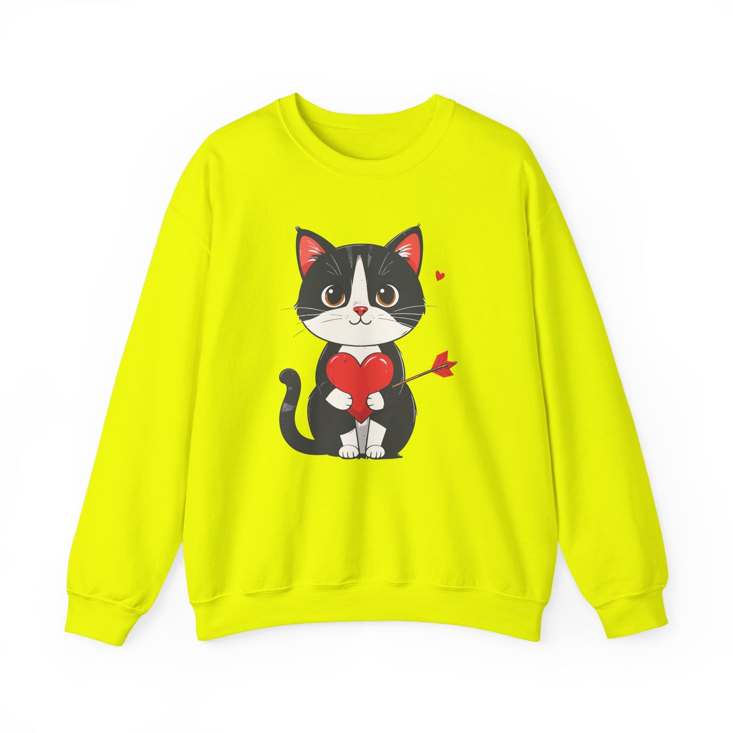 Cat Heart Sweatshirt, Heart Sweatshirt, Cat Sweatshirt, Valentine's Day Sweatshirt, 50/50 Cotton-Poly Animal Sweatshirt 103