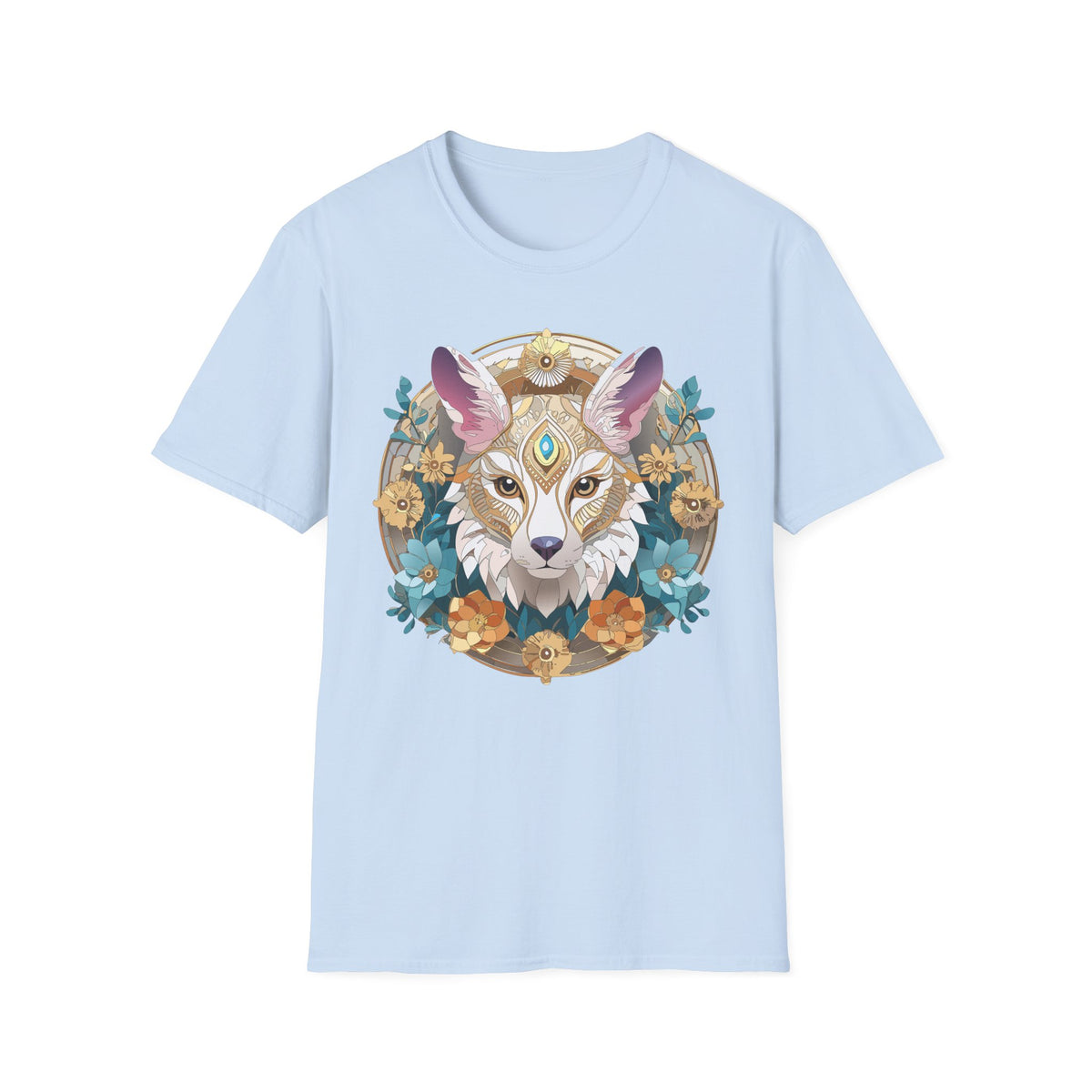 Mystic Fox Mandala T-Shirt | Floral Fox Portrait, Boho Animal Tee