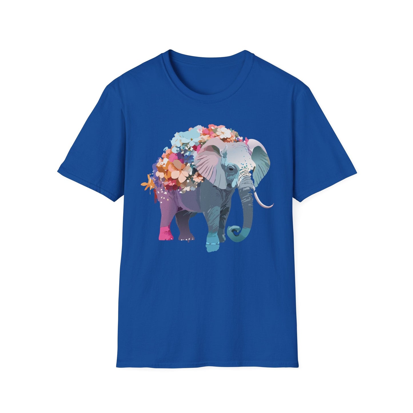 Elephant T Shirt Unisex Softstyle Tee 100 Percent Ring Spun Cotton Animal Design
