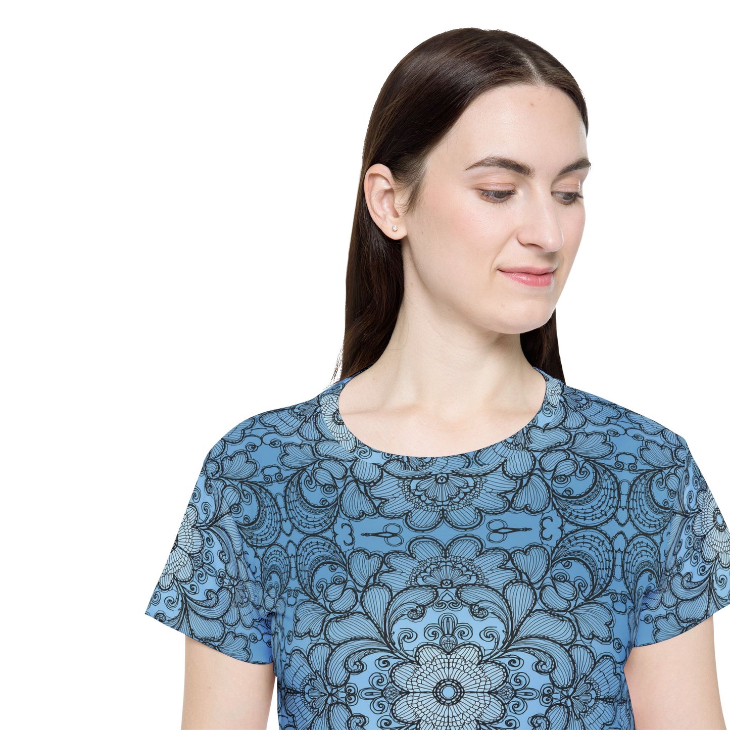 Lace Print Poly Shirt, Poly Shirt with Lace Print, Lace Shirt 30