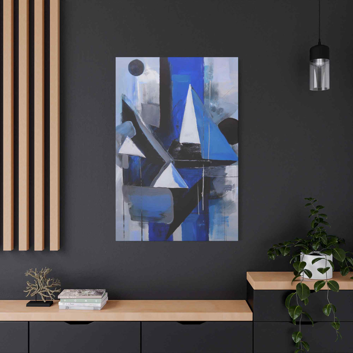 Blue Abstract Painting Print Canvas 20x24,20x30,24x30, 24x32,24x36,30x40, 32x48,36x48,40x60 Pine-Wood Inner Frame ABS-26