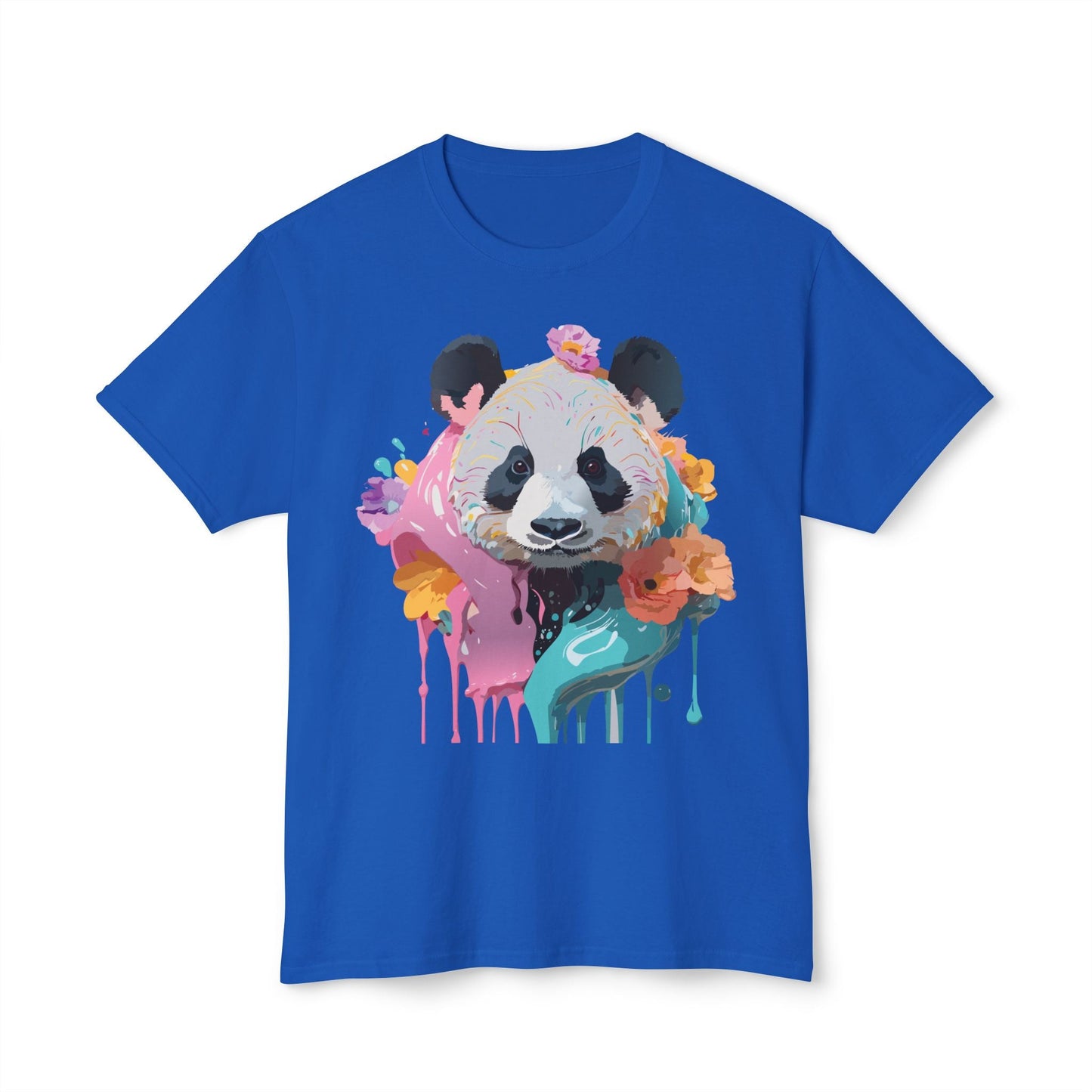 Panda T Shirt Unisex HD Cotton Tee With Panda Art Print Vintage Floral Design Printed In USA