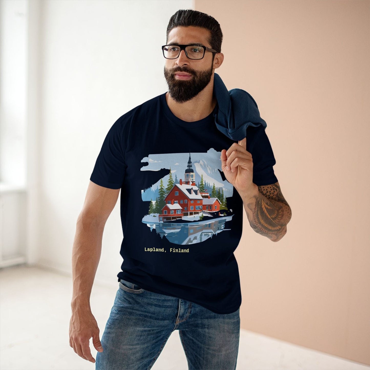 Lapland Travel Shirt Unisex Premium Cotton Tee With Original Art Design TT4 Retro2Nova