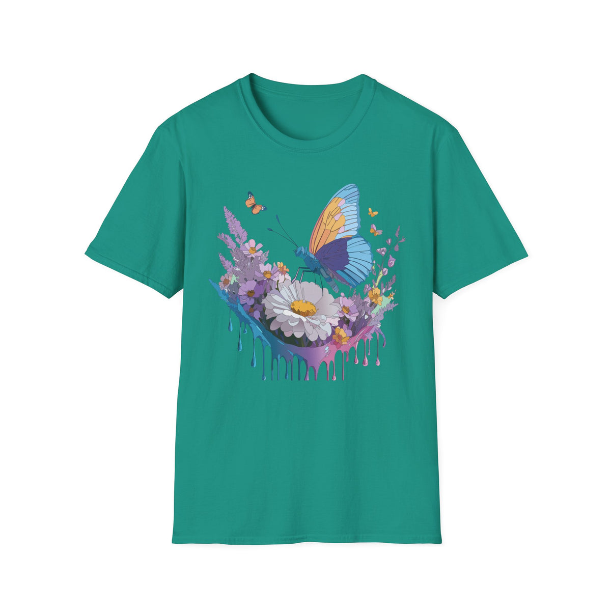 Butterfly and Wildflower Floral Graphic Tee Unisex 100 Cotton Gildan T-Shirt