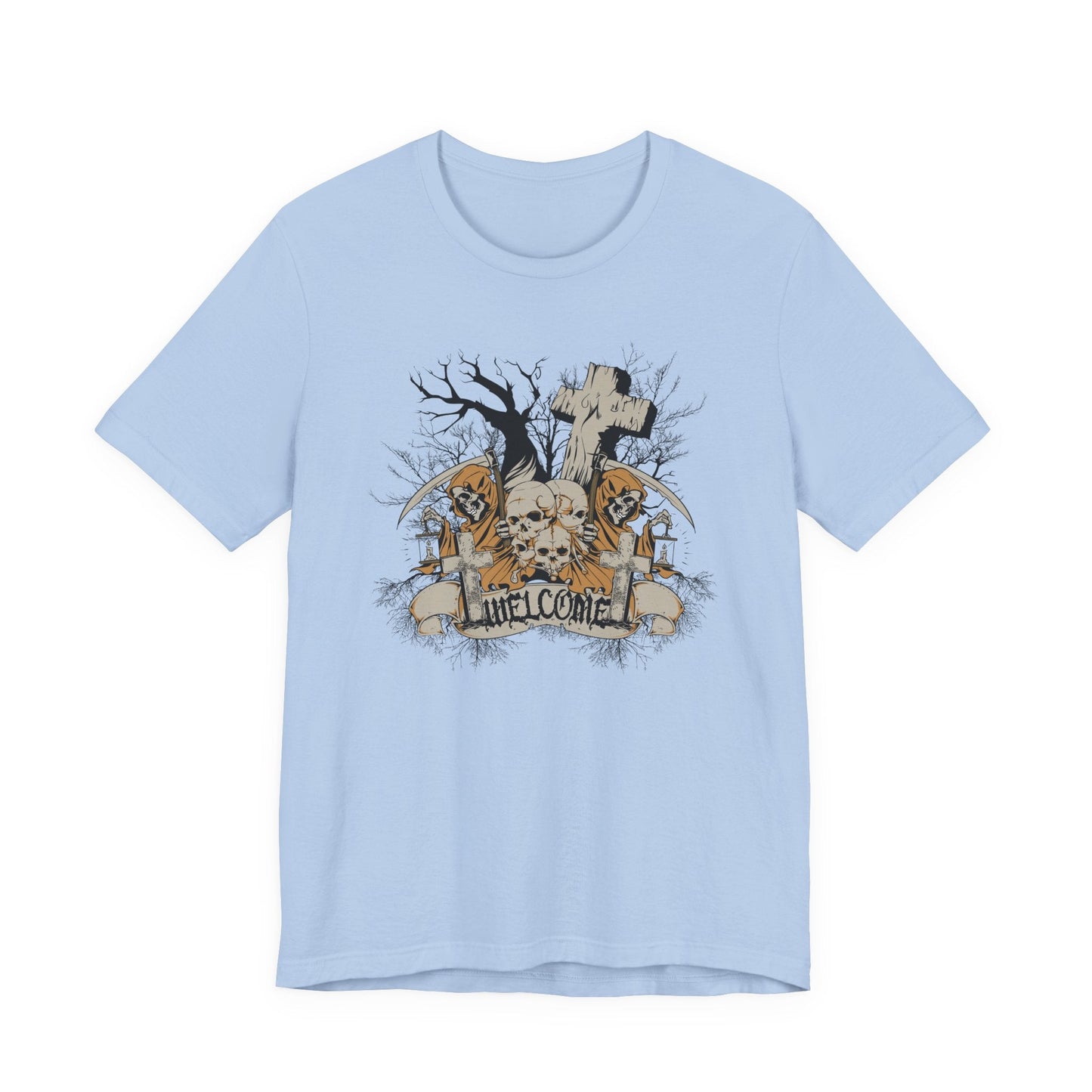 Skull Halloween Graphic Design Unisex Cotton T-Shirt Art-50