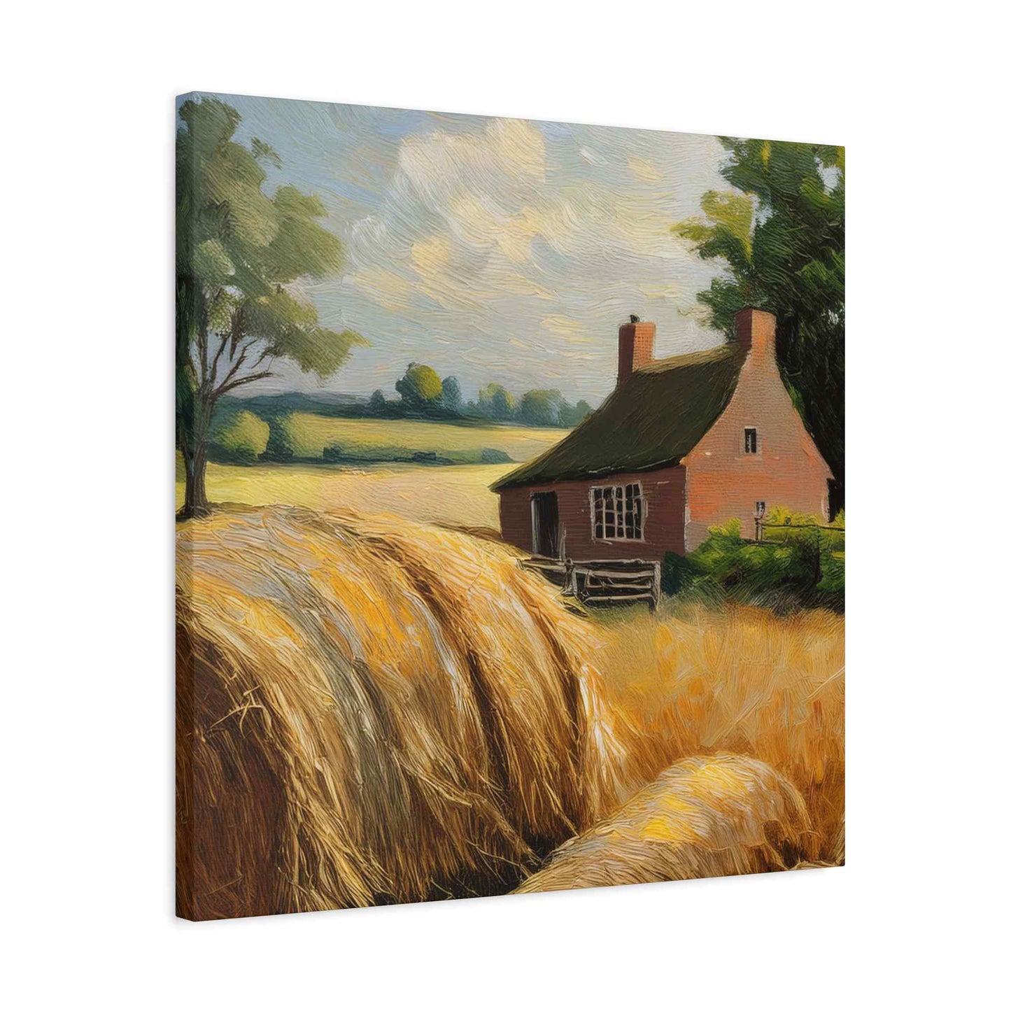 Countryside Print Canvas, Oil Paint Print 20x20, 24x24, 30x30, 32x32, 36x36 Art Design Print Pine-Wood Inner Frame MC- 47