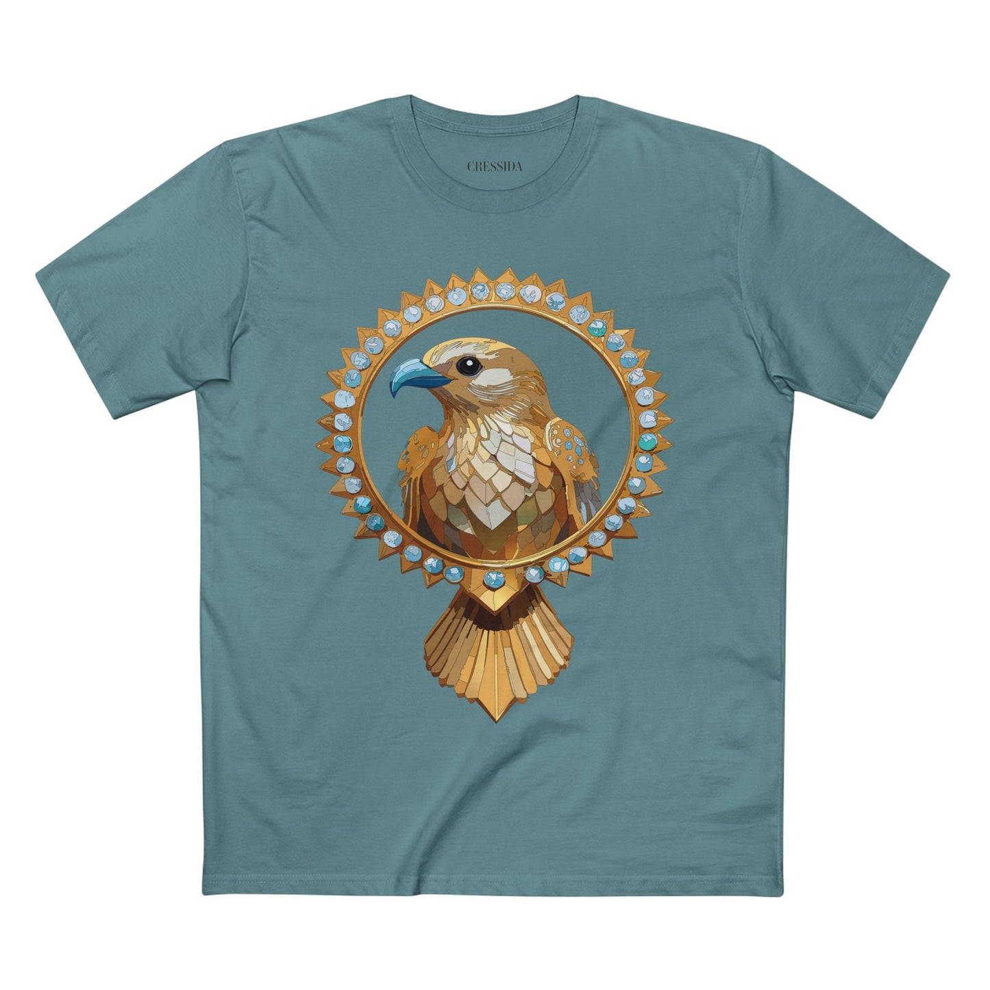 Bird Graphic Unisex 100 Cotton Tee With Unique Animal Golden Medallion Art Design 18