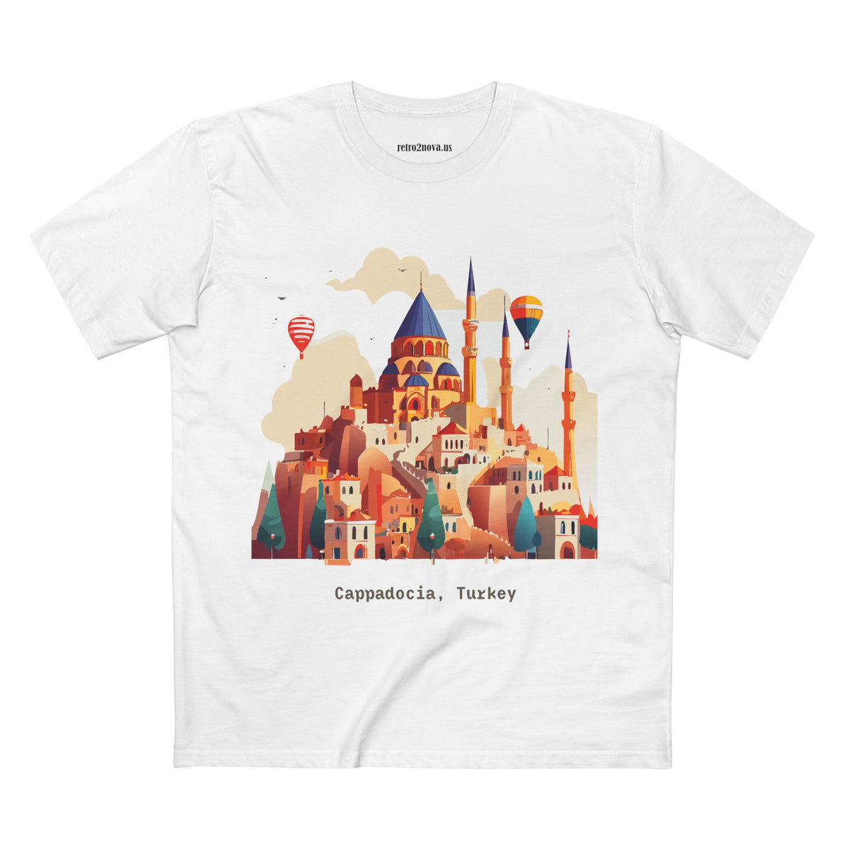 Cappadocia Turkey Illustration T-Shirt | Hot Air Balloons, Skyline