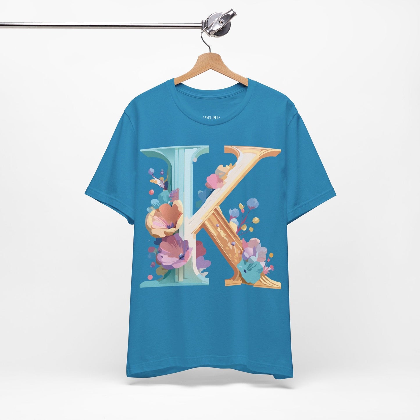 Letter K Shirt Graphic Tee Unisex Vintage Inspired Adelpha Art Design Tee Premium Soft Cotton