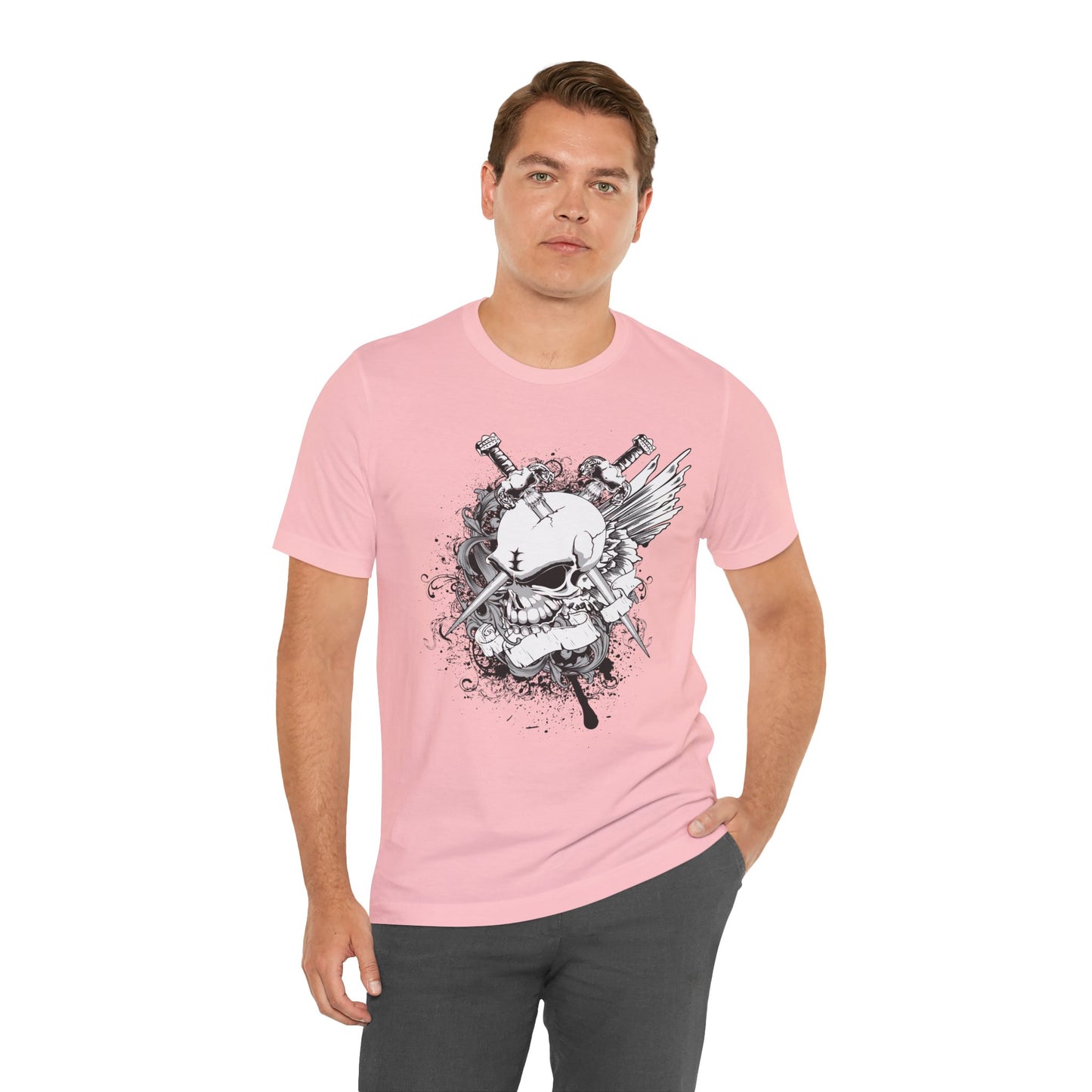 Dagger Skull Graphic Design Tee, Skull Shirt, Vintage Tees, Art Design T-Shirt, Vintage Graphic Tee, Art Shirts with Skulls