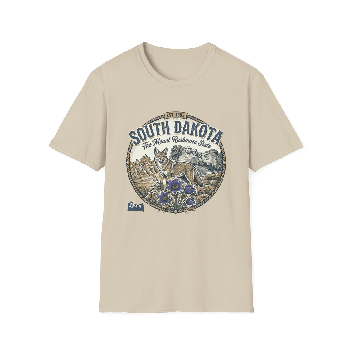 South Dakota Wildlife Tee – State Prairie Flowers Travel Tourist Graphic Tee Unisex 100 Cotton Gildan T-Shirt