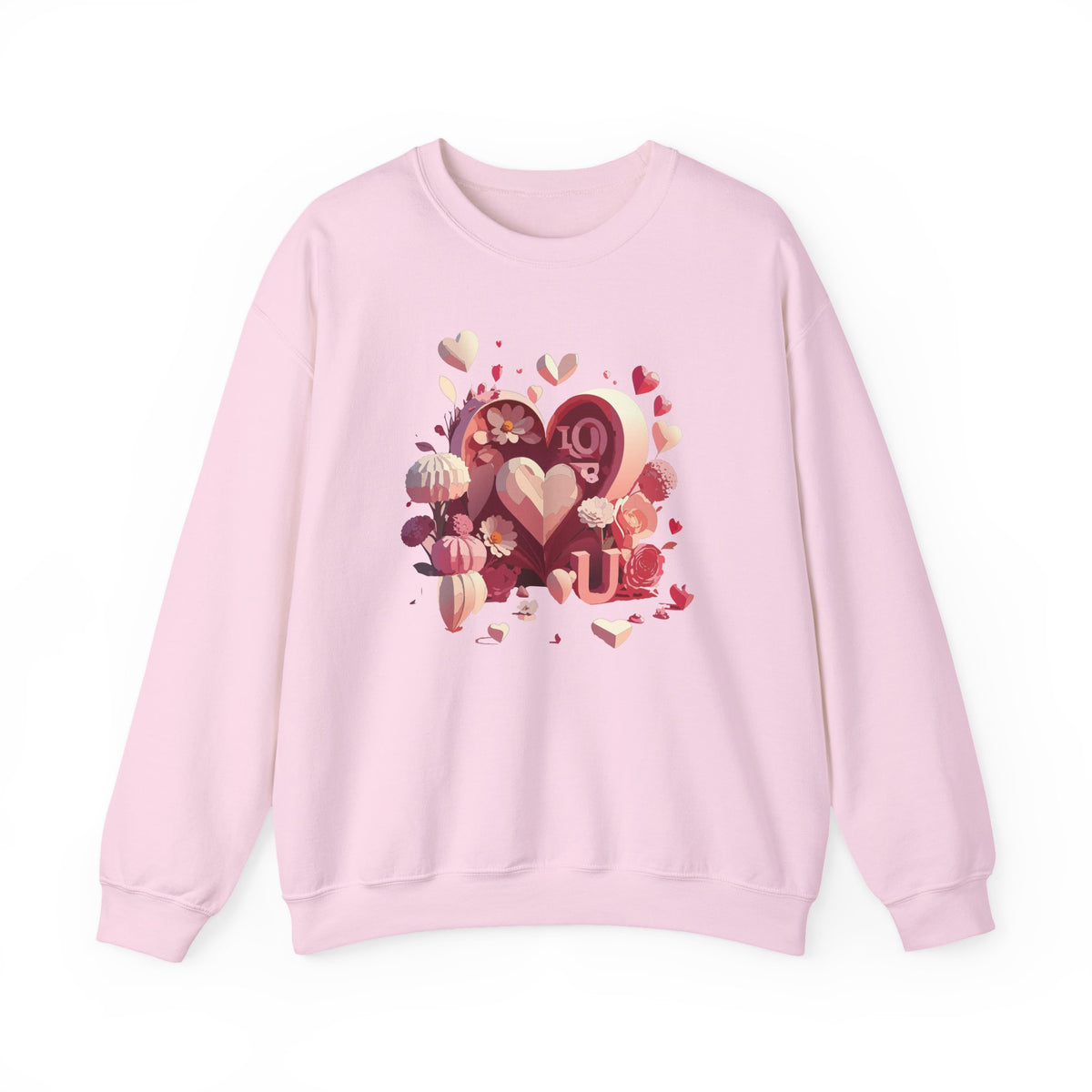 Unisex Floral Big Heart Sweatshirt, Love Floral Sweatshirt, Floral Heart Sweatshirt, 50/50 Cotton-Poly Valentine's Day Sweatshirt 09