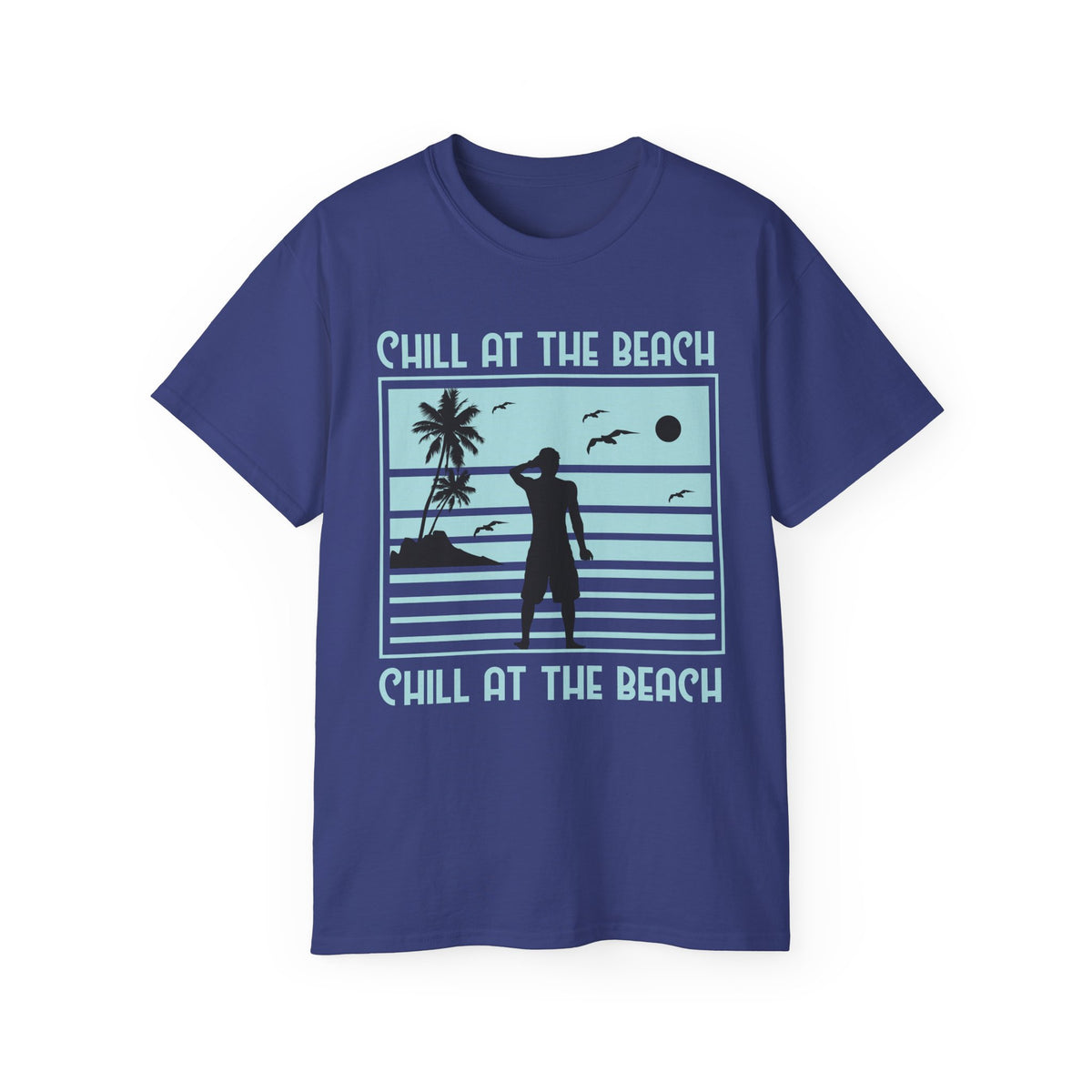 Chill at the Beach silhouette surf scene Tee | Palm trees, sunset, ocean vibes