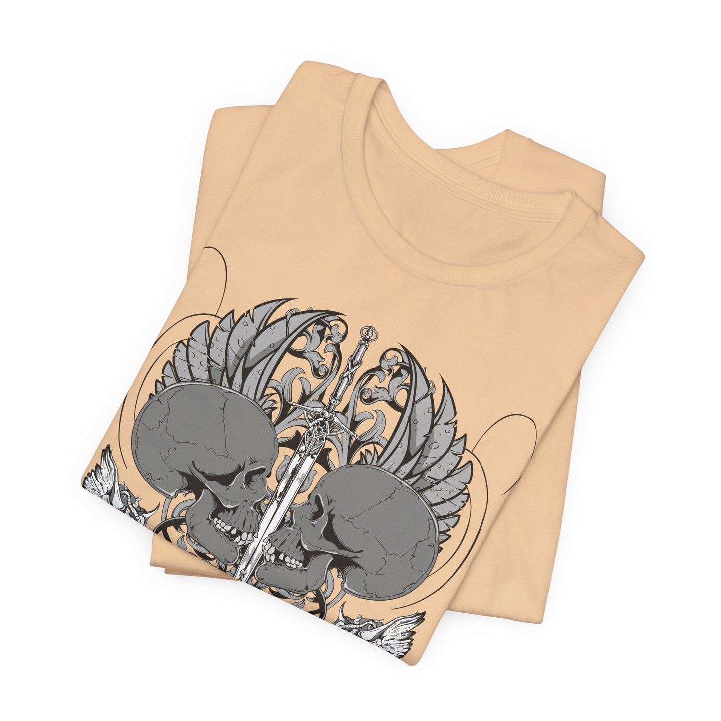 Honor Loyalty crest tee Gothic heraldry skulls wings emblem Art-48